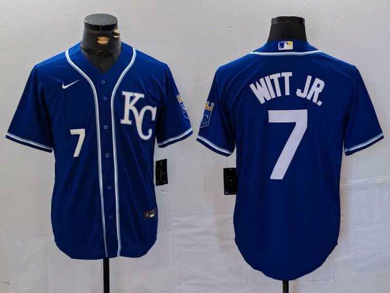 Men Kansas City Royals 7 Witt jr Blue Game 2024 Nike MLB Jersey style 1